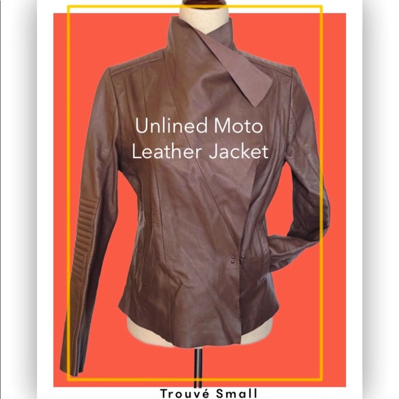 Trouve Moto Leather Unlined Jacket with Drape Collar - Size Small - Picture 9 of 9